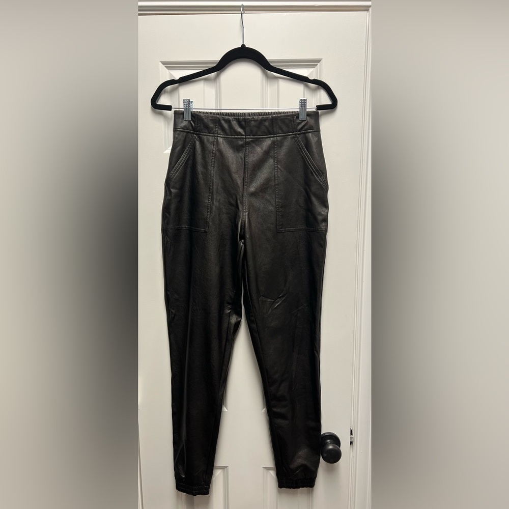 Like-new spanx faux leather joggers in a size small